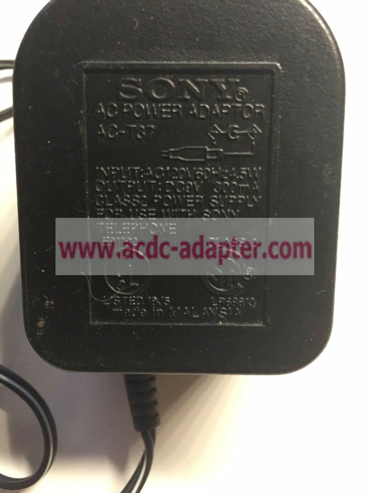 New Sony AC-T37 9V DC 300mA AC Adapter for Sony Telephone New Sony AC-T37 9V DC 300mA AC Adapter for Sony Telephone